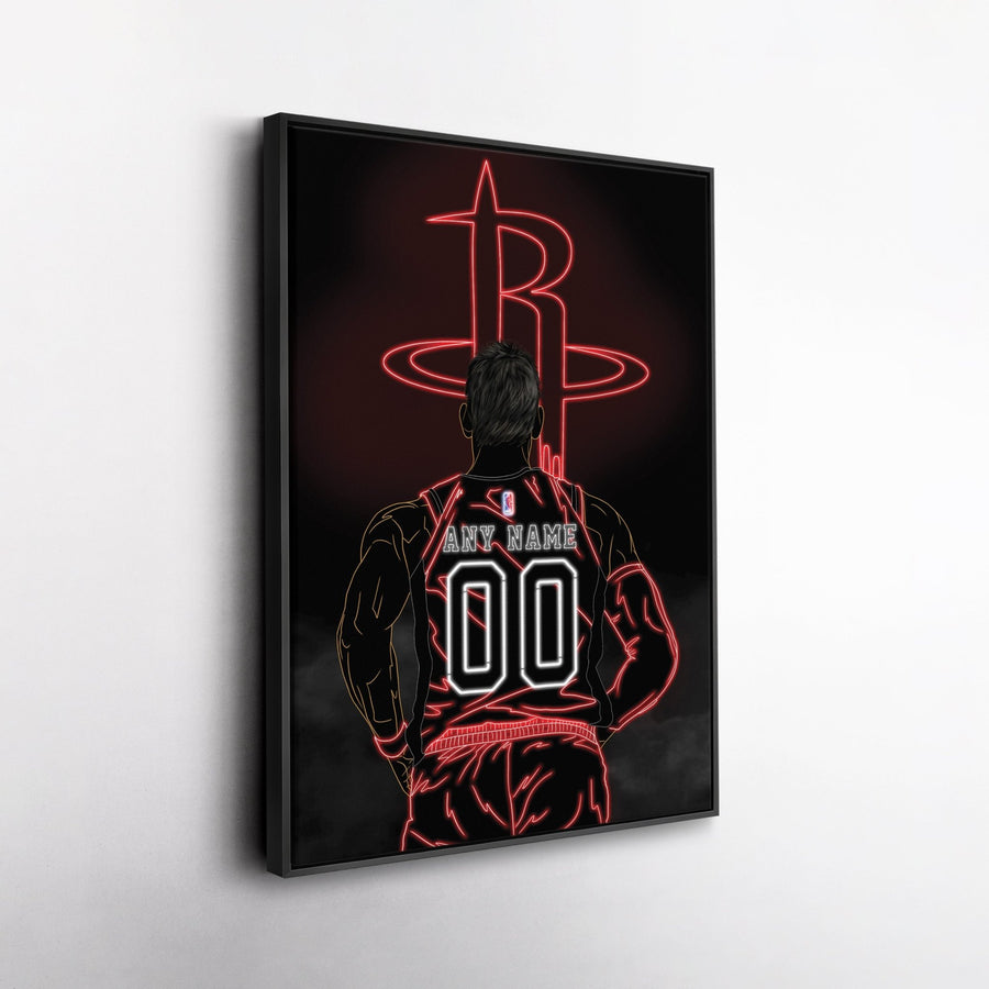 Houston Rockets Personalized Jersey Canvas | Neon Wall Art - CanvasNeon