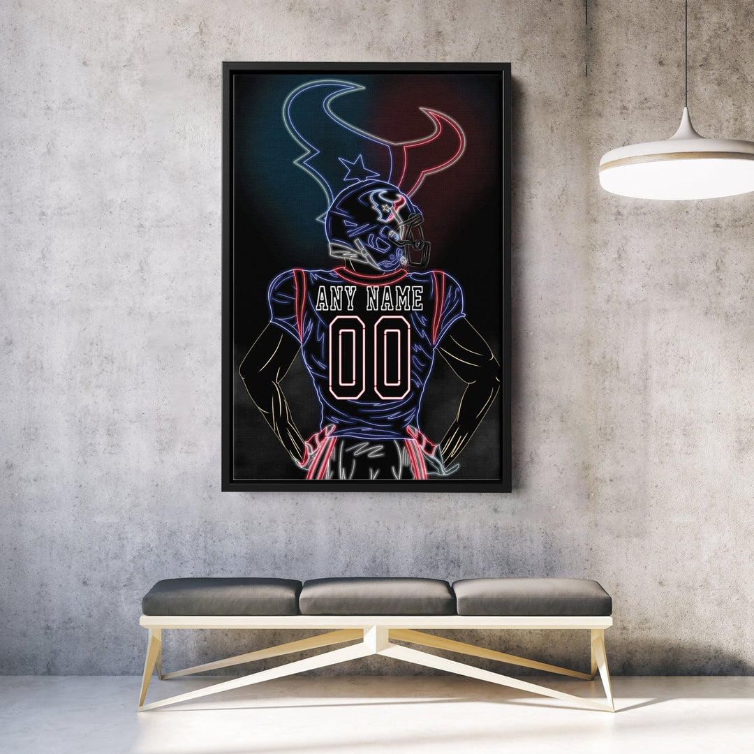 Houston Texans Personalized Jersey Canvas | Neon Wall Art - CanvasNeon