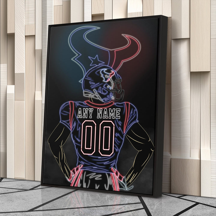 Houston Texans Personalized Jersey Canvas | Neon Wall Art - CanvasNeon