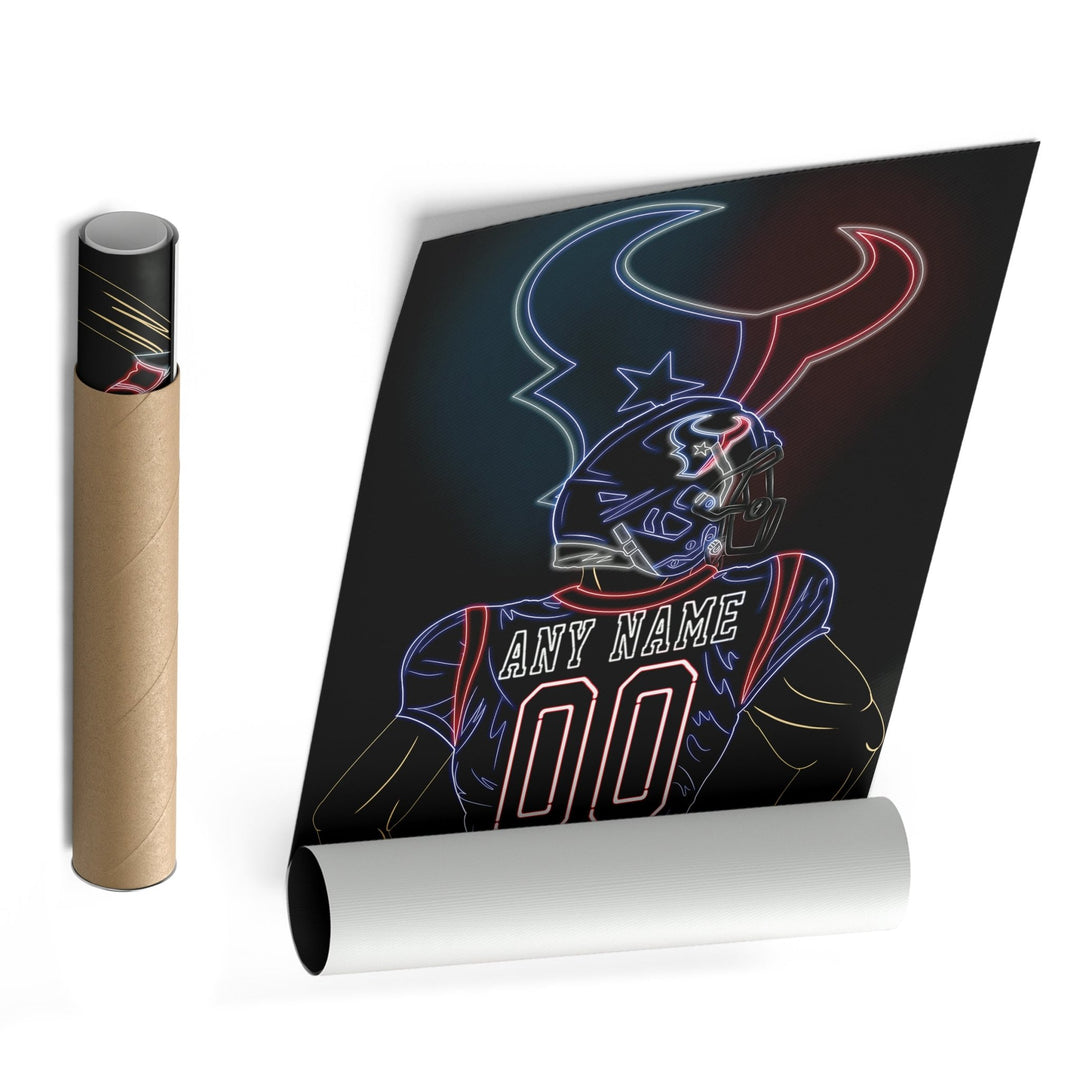 Houston Texans Personalized Jersey Canvas | Neon Wall Art - CanvasNeon