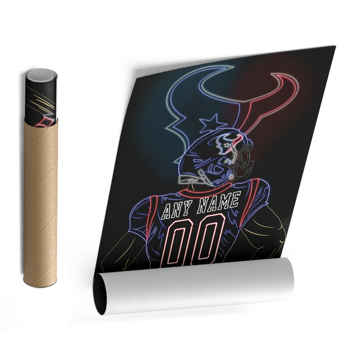 Houston Texans Personalized Jersey Canvas | Neon Wall Art - CanvasNeon