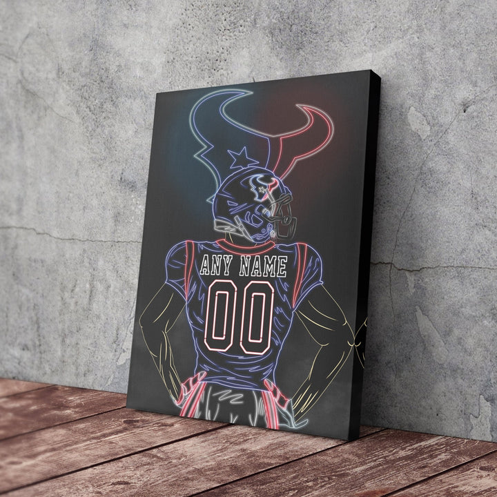 Houston Texans Personalized Jersey Canvas | Neon Wall Art - CanvasNeon