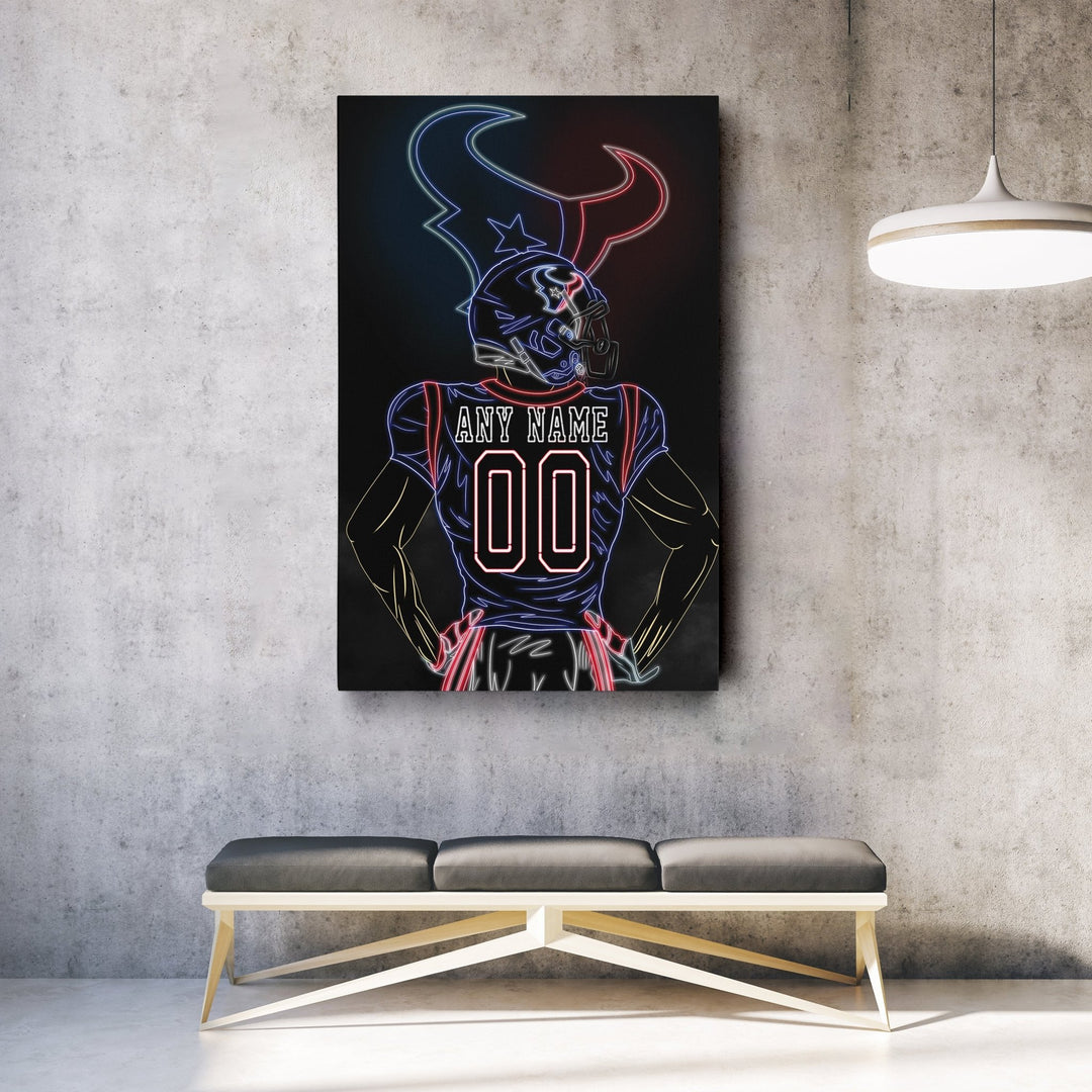 Houston Texans Personalized Jersey Canvas | Neon Wall Art - CanvasNeon