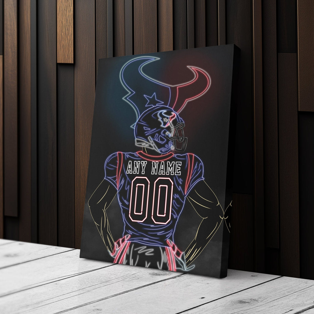 Houston Texans Personalized Jersey Canvas | Neon Wall Art - CanvasNeon