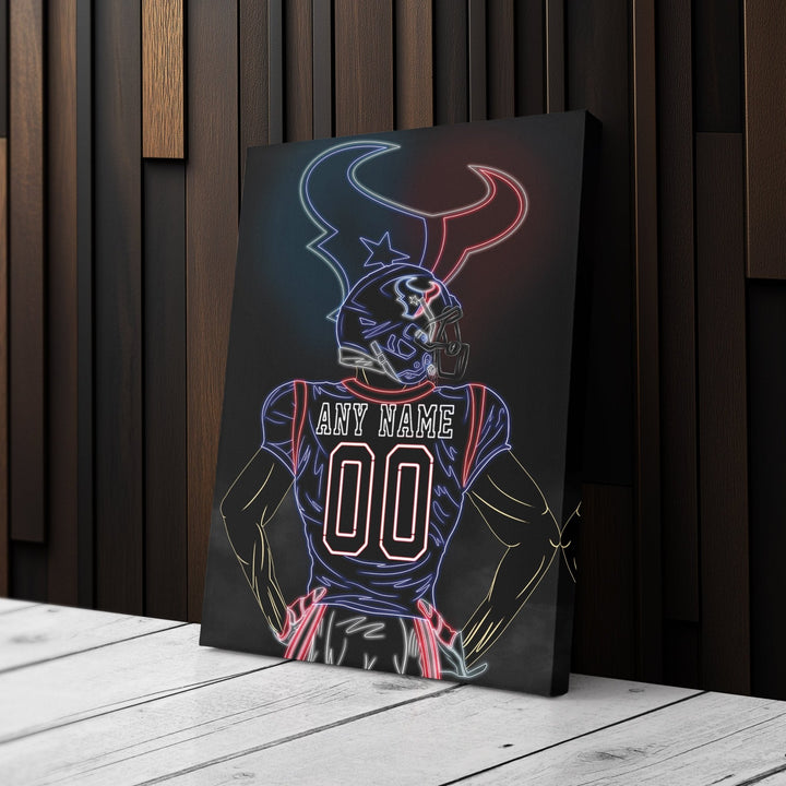 Houston Texans Personalized Jersey Canvas | Neon Wall Art - CanvasNeon