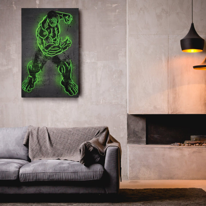 Hulk Canvas | Marvel Neon Wall Art - CanvasNeon