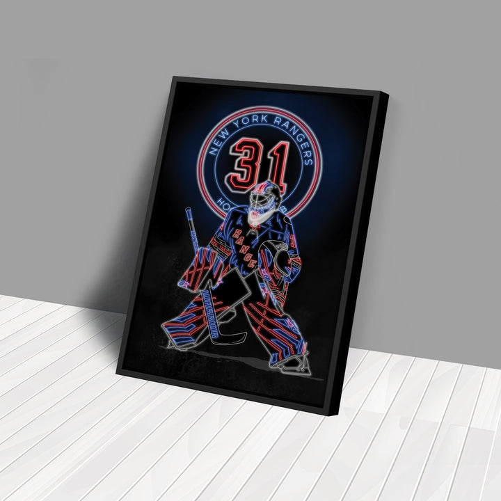 Igor Shesterkin Neon Canvas Art | Rangers Wall Decor - CanvasNeon