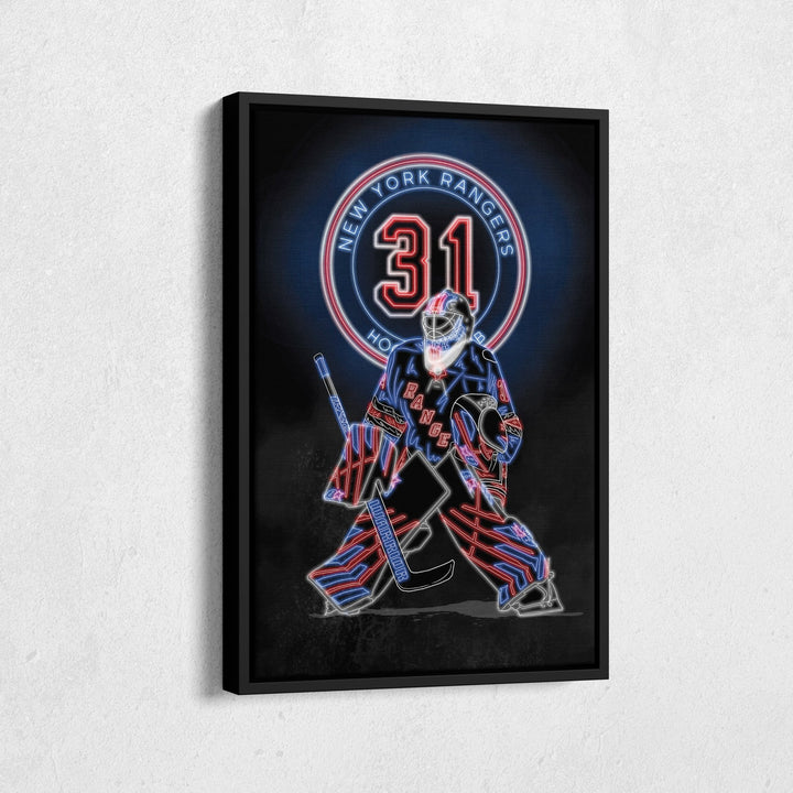 Igor Shesterkin Neon Canvas Art | Rangers Wall Decor - CanvasNeon