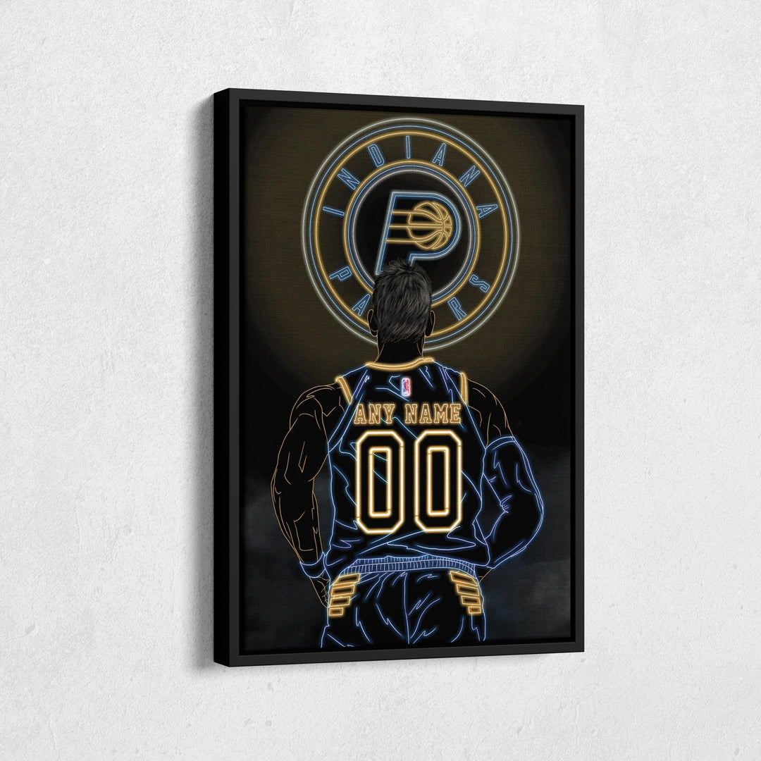 Indiana Pacers Personalized Jersey Canvas | Neon Wall Art - CanvasNeon