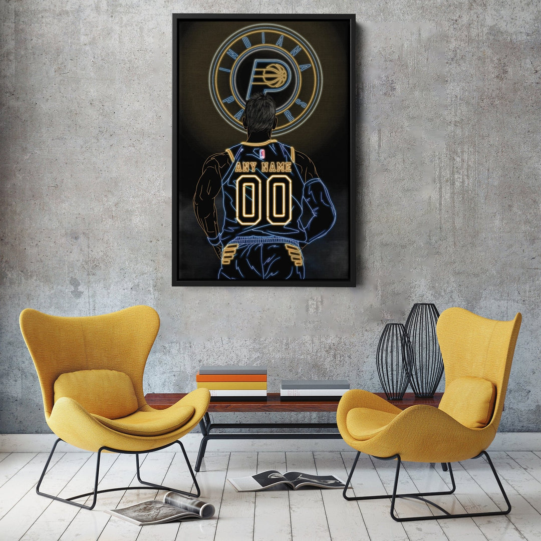 Indiana Pacers Personalized Jersey Canvas | Neon Wall Art - CanvasNeon