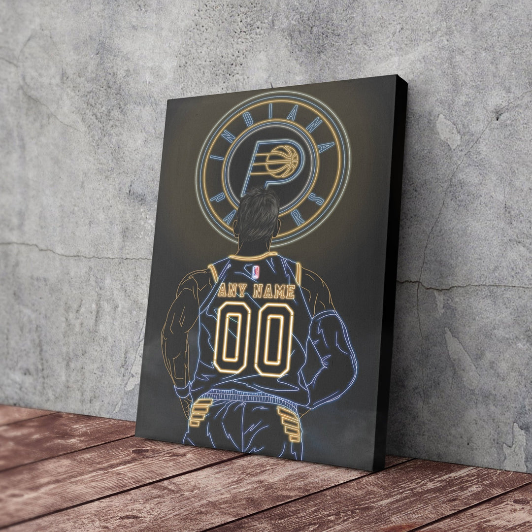 Indiana Pacers Personalized Jersey Canvas | Neon Wall Art - CanvasNeon