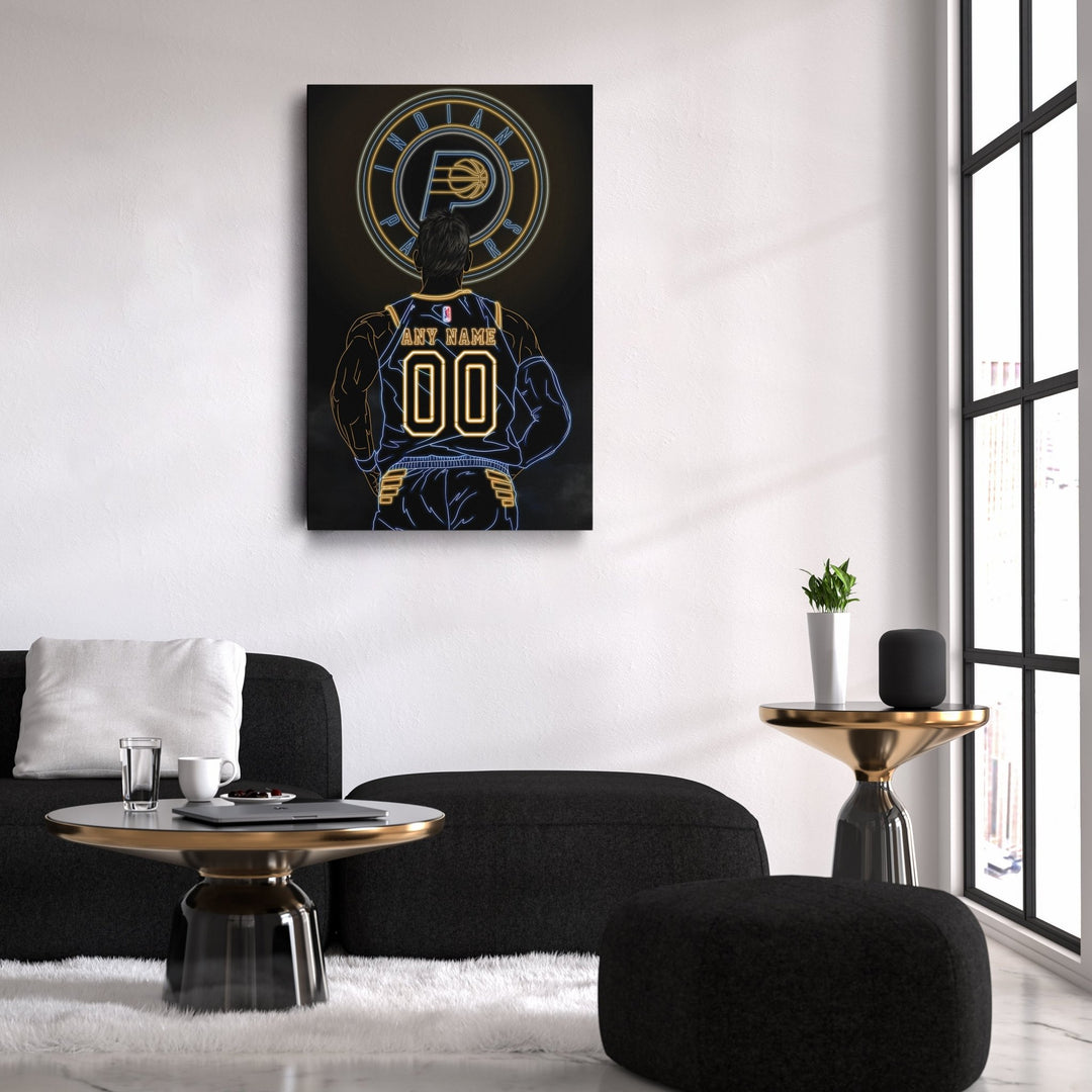 Indiana Pacers Personalized Jersey Canvas | Neon Wall Art - CanvasNeon