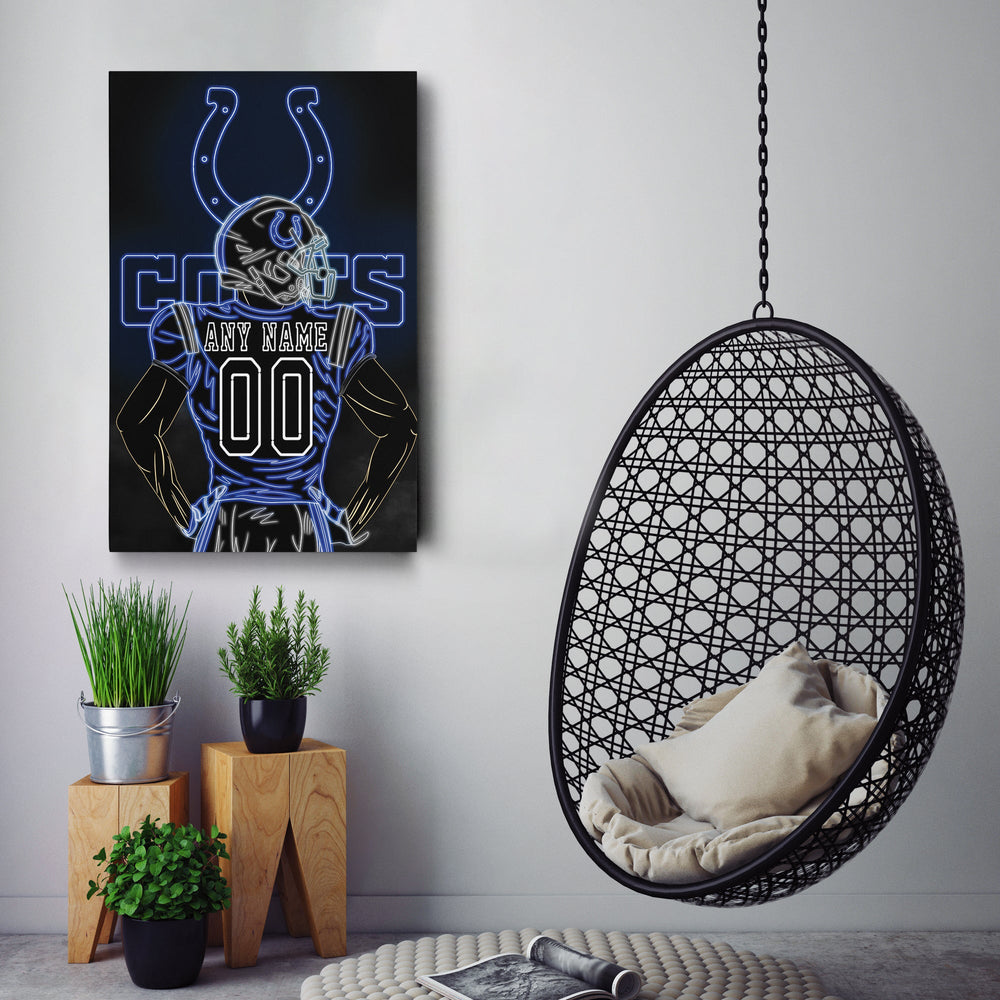 Indianapolis Colts Personalized Jersey Canvas | Neon Wall Art - CanvasNeon