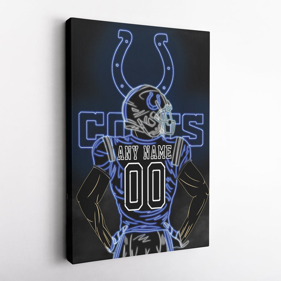 Indianapolis Colts Personalized Jersey Canvas | Neon Wall Art - CanvasNeon