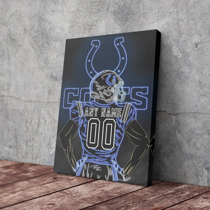 Indianapolis Colts Personalized Jersey Canvas | Neon Wall Art - CanvasNeon