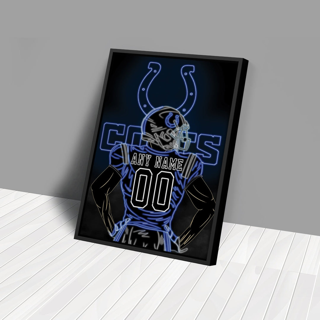 Indianapolis Colts Personalized Jersey Canvas | Neon Wall Art - CanvasNeon