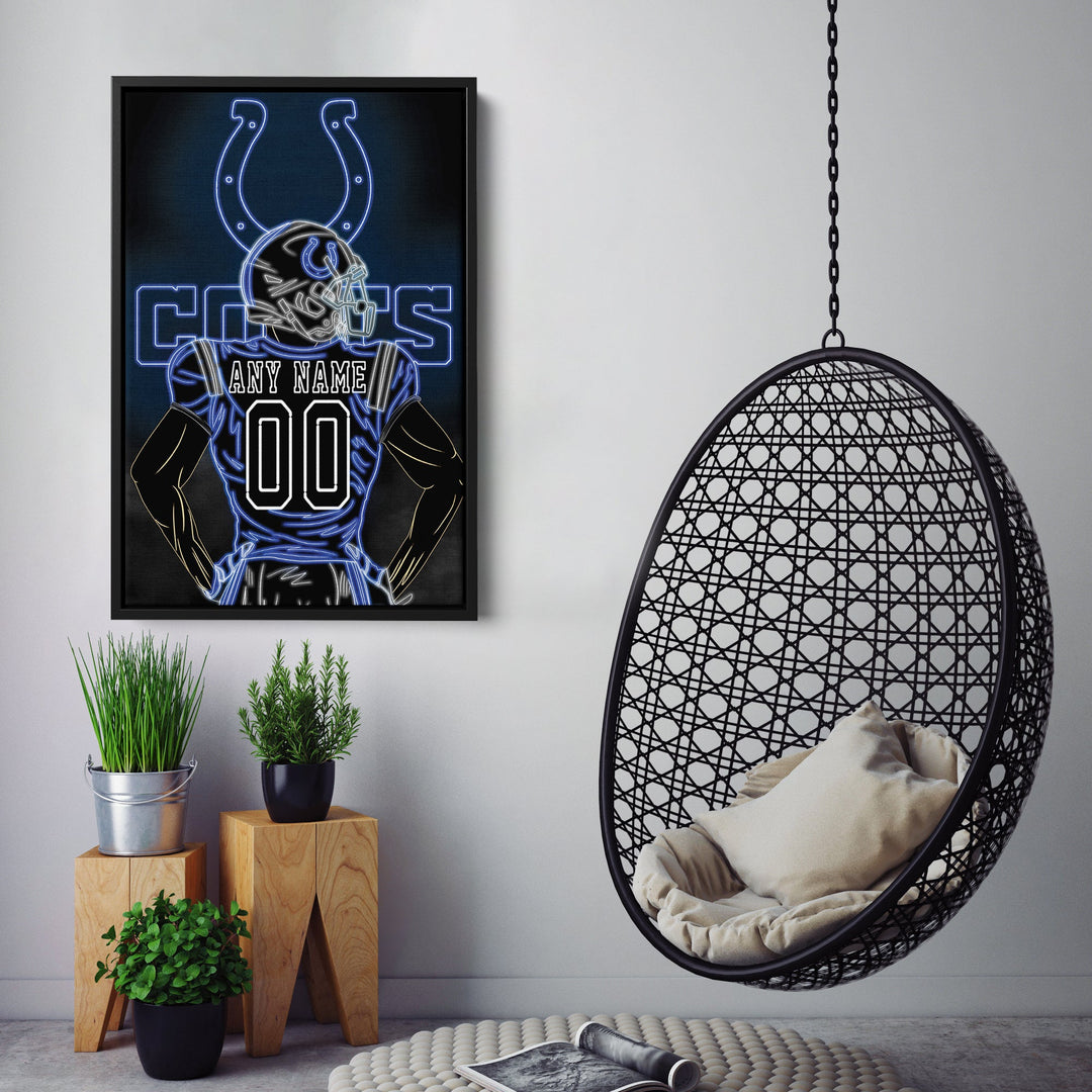 Indianapolis Colts Personalized Jersey Canvas | Neon Wall Art - CanvasNeon