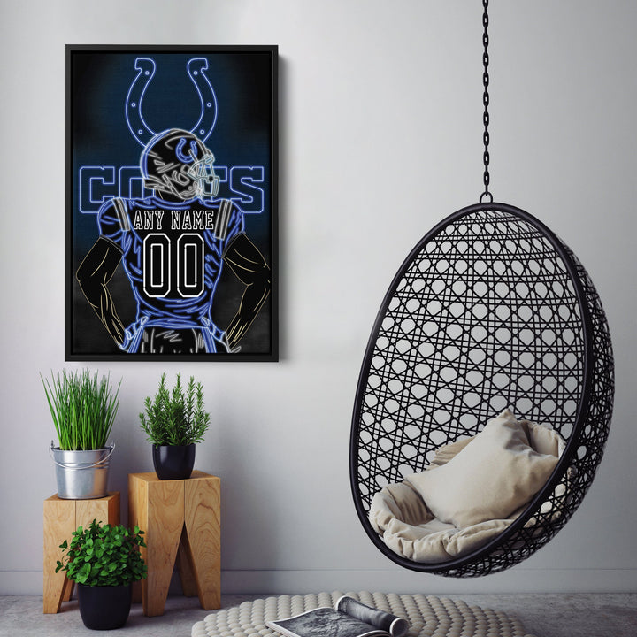 Indianapolis Colts Personalized Jersey Canvas | Neon Wall Art - CanvasNeon