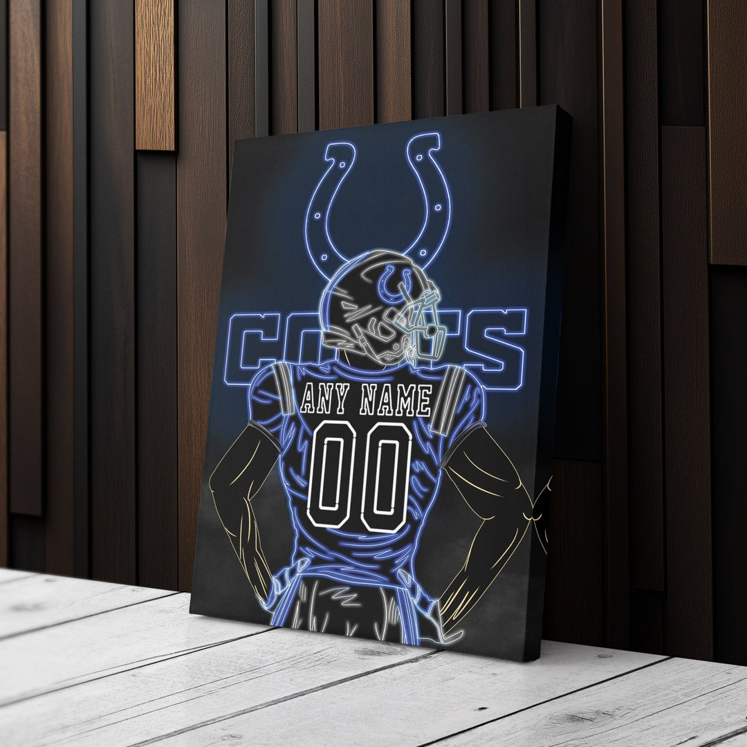 Indianapolis Colts Personalized Jersey Canvas | Neon Wall Art - CanvasNeon