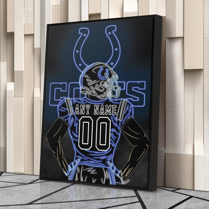 Indianapolis Colts Personalized Jersey Canvas | Neon Wall Art - CanvasNeon