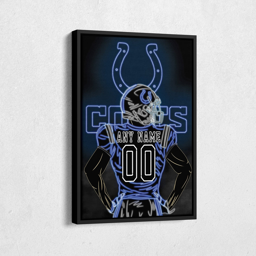 Indianapolis Colts Personalized Jersey Canvas | Neon Wall Art - CanvasNeon