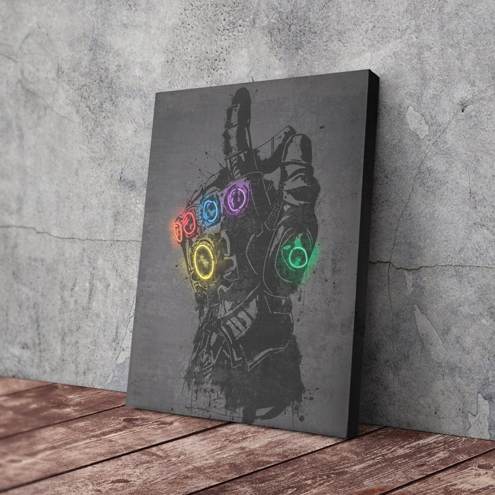 Infinity Gauntlet Canvas | Marvel Neon Wall Art - CanvasNeon