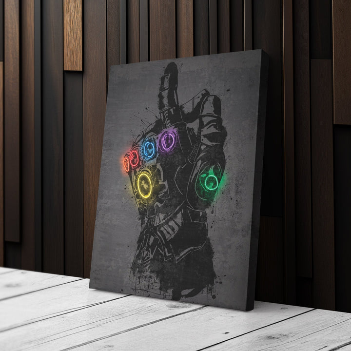 Infinity Gauntlet Canvas | Marvel Neon Wall Art - CanvasNeon