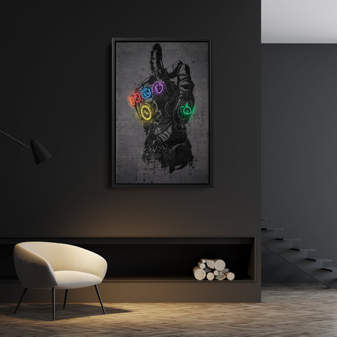 Infinity Gauntlet Canvas | Marvel Neon Wall Art - CanvasNeon