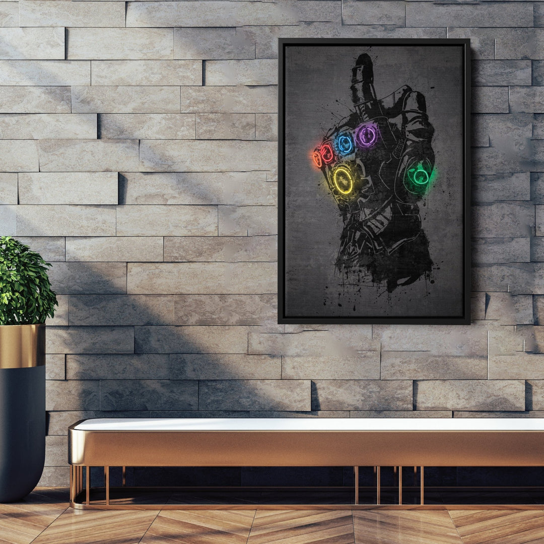 Infinity Gauntlet Canvas | Marvel Neon Wall Art - CanvasNeon