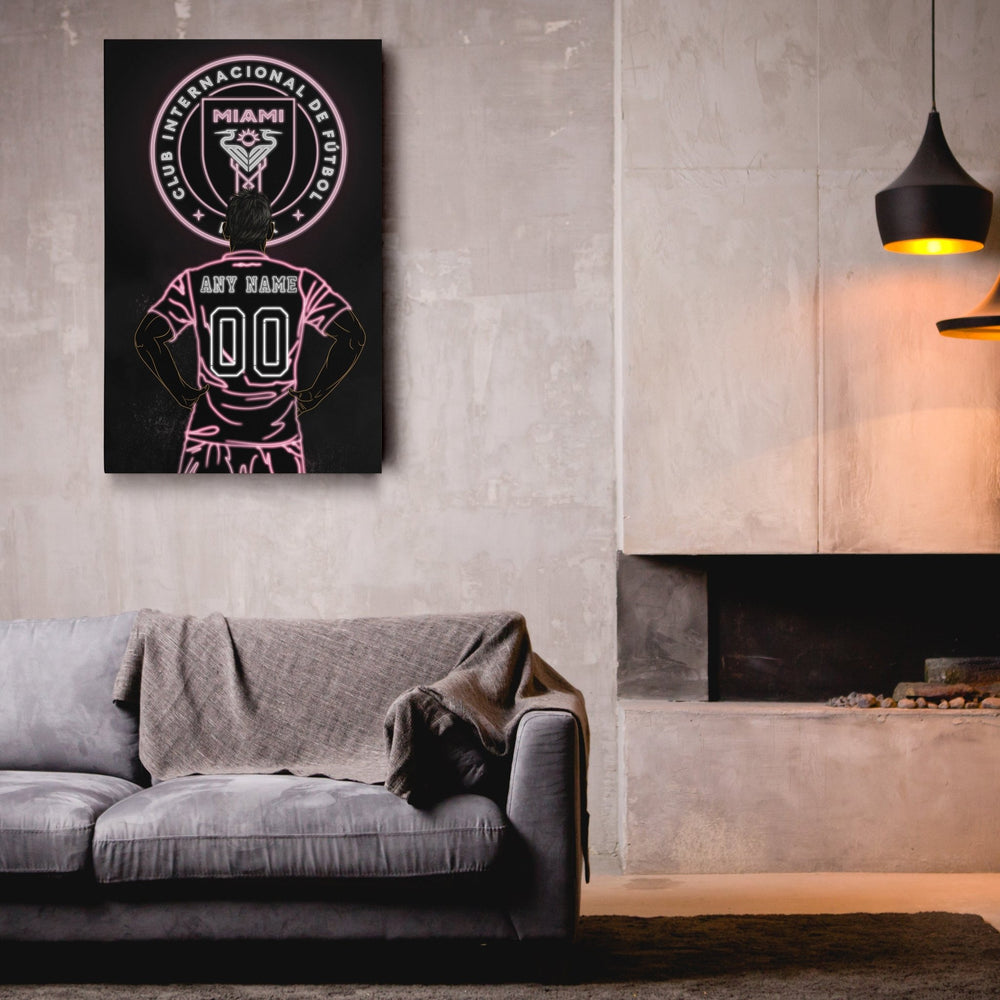 Inter Miami FC Personalized Jersey Canvas | Neon Wall Art - CanvasNeon