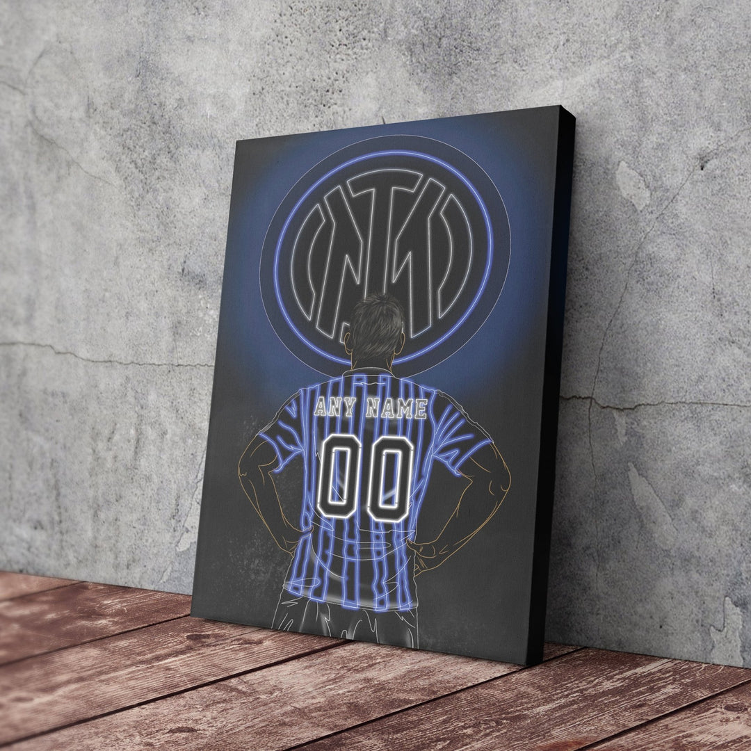 Inter Milan Personalized Jersey Canvas | Neon Wall Art - CanvasNeon