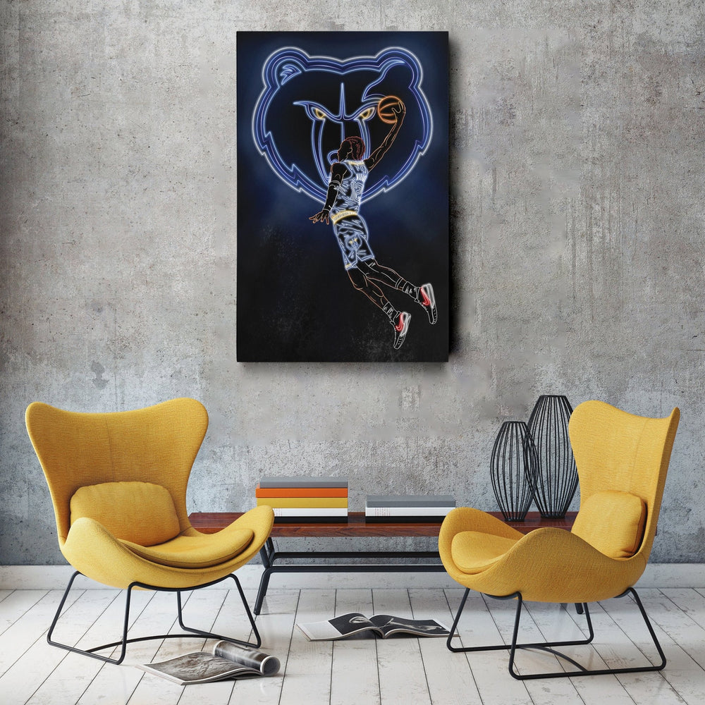 Ja Morant Neon Canvas Art | Grizzlies Wall Decor - CanvasNeon