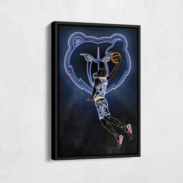 Ja Morant Neon Canvas Art | Grizzlies Wall Decor - CanvasNeon