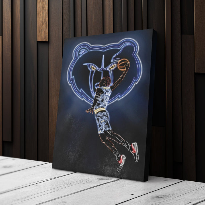 Ja Morant Neon Canvas Art | Grizzlies Wall Decor - CanvasNeon