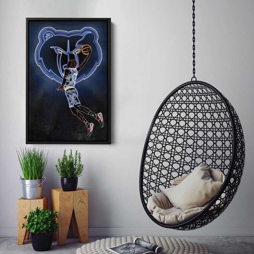 Ja Morant Neon Canvas Art | Grizzlies Wall Decor - CanvasNeon