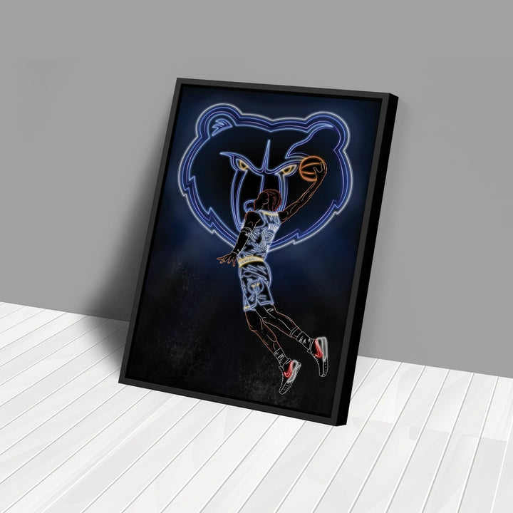 Ja Morant Neon Canvas Art | Grizzlies Wall Decor - CanvasNeon