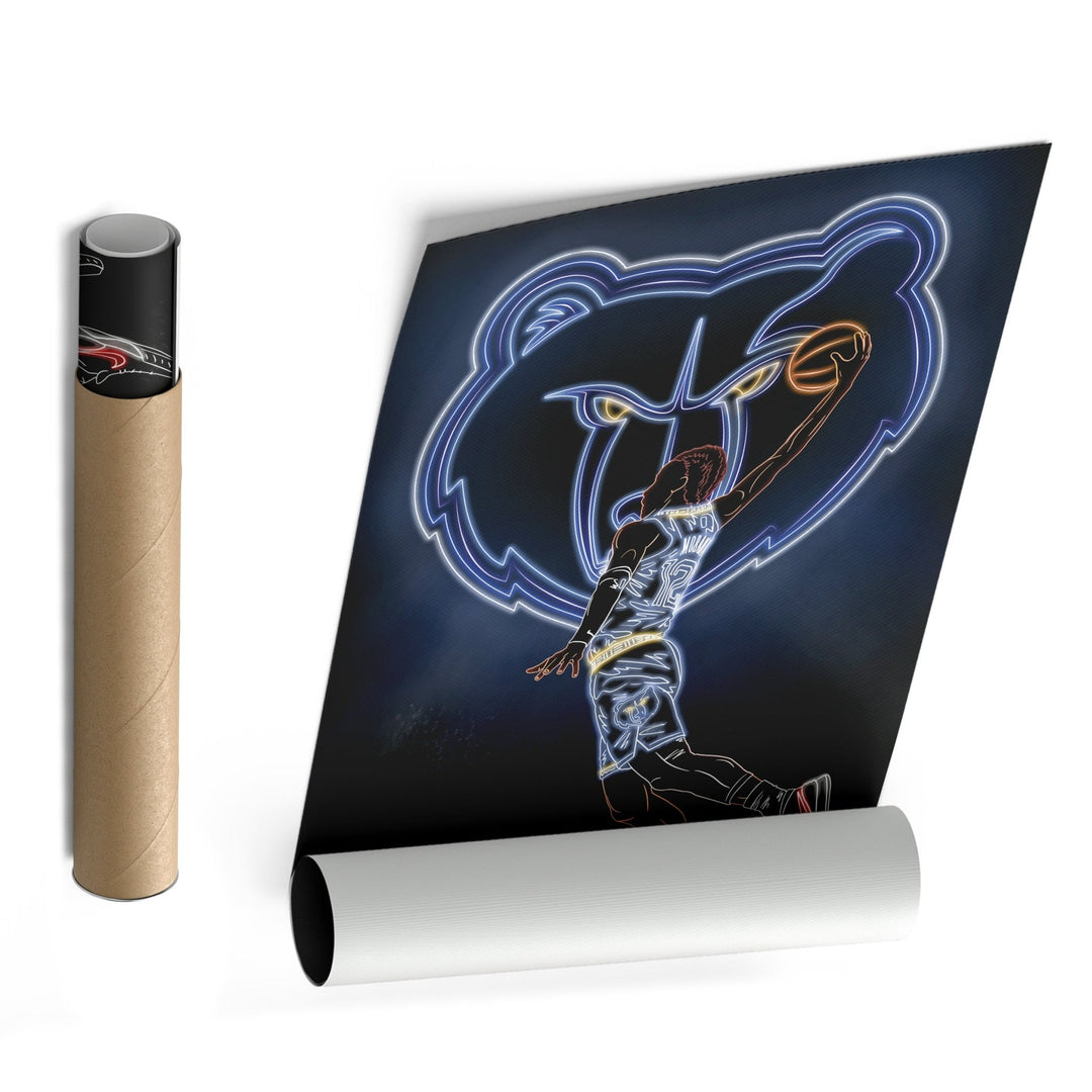 Ja Morant Neon Canvas Art | Grizzlies Wall Decor - CanvasNeon