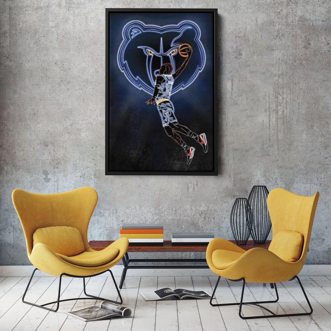 Ja Morant Neon Canvas Art | Grizzlies Wall Decor - CanvasNeon
