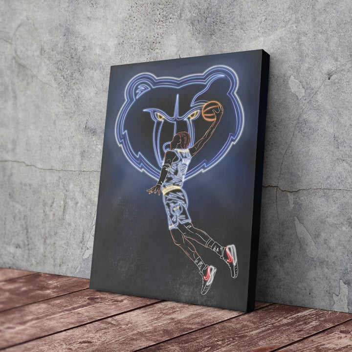 Ja Morant Neon Canvas Art | Grizzlies Wall Decor - CanvasNeon