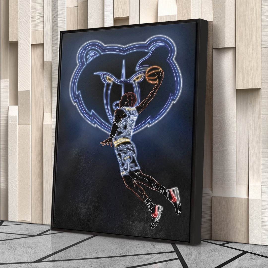 Ja Morant Neon Canvas Art | Grizzlies Wall Decor - CanvasNeon