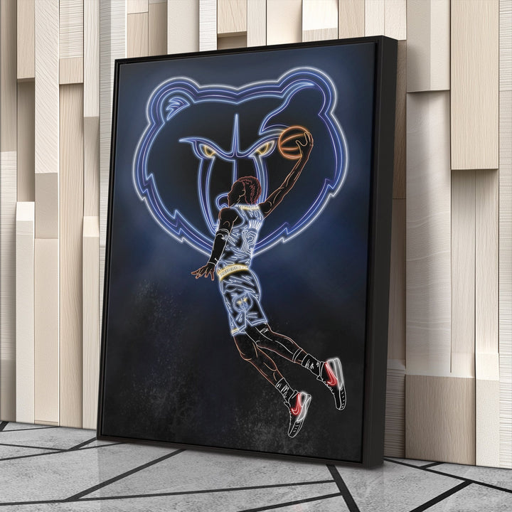 Ja Morant Neon Canvas Art | Grizzlies Wall Decor - CanvasNeon
