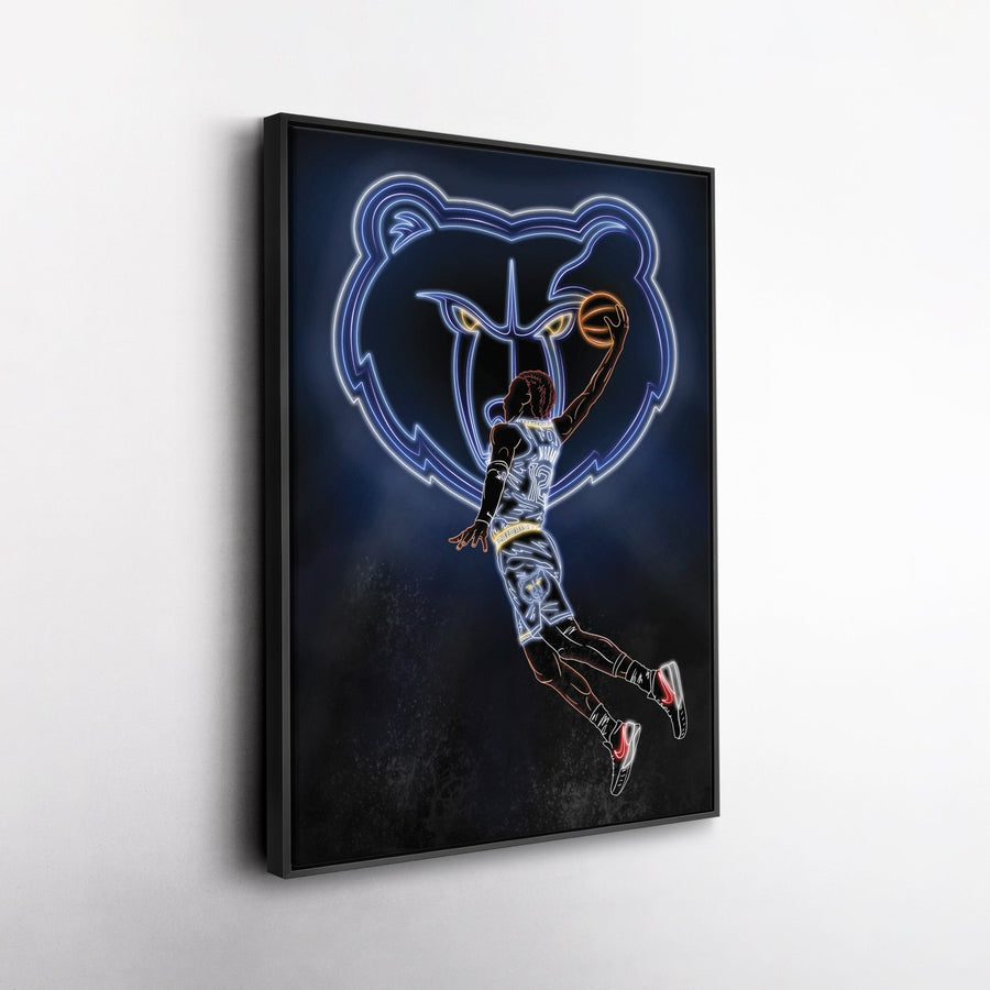 Ja Morant Neon Canvas Art | Grizzlies Wall Decor - CanvasNeon