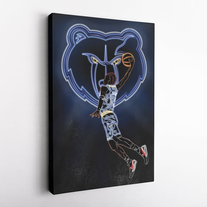 Ja Morant Neon Canvas Art | Grizzlies Wall Decor - CanvasNeon