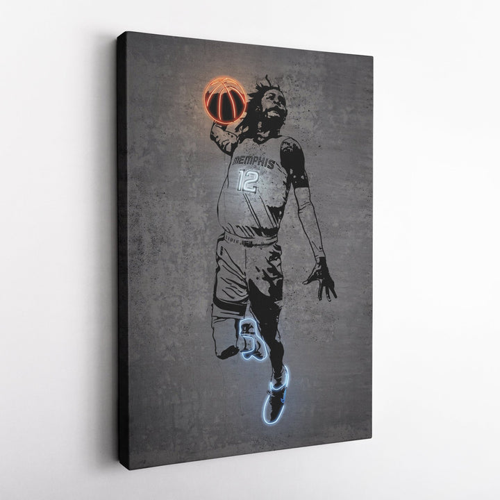 Ja Morant Neon Canvas Art | Modern Wall Decor for Grizzlies Fans - CanvasNeon