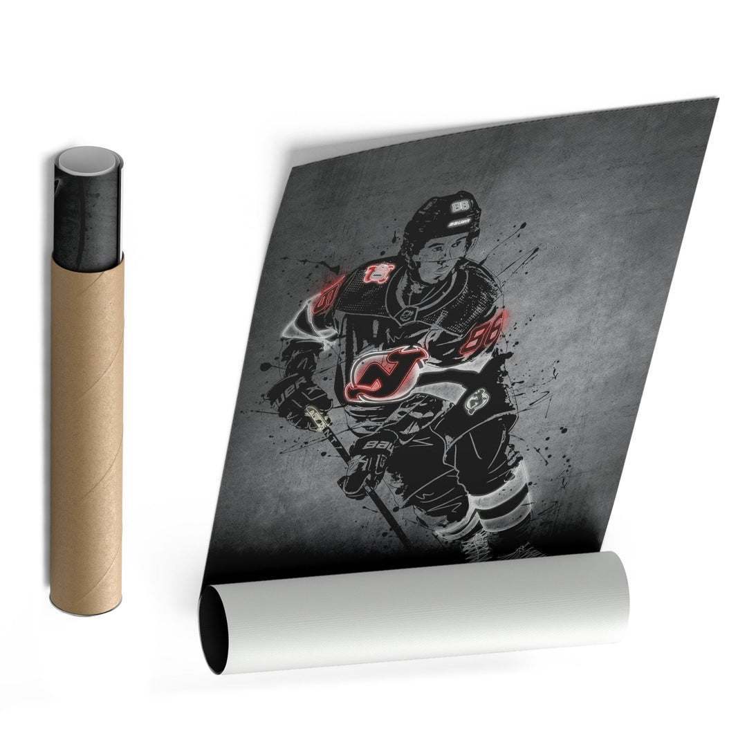 Jack Hughes Neon Canvas Art | Modern Wall Decor for Devils Fans - CanvasNeon