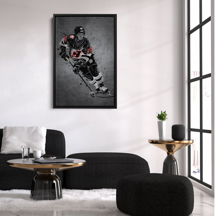 Jack Hughes Neon Canvas Art | Modern Wall Decor for Devils Fans - CanvasNeon