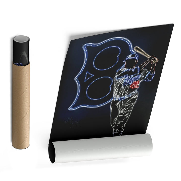 Jackie Robinson Neon Canvas Art | Dodgers Wall Decor - CanvasNeon