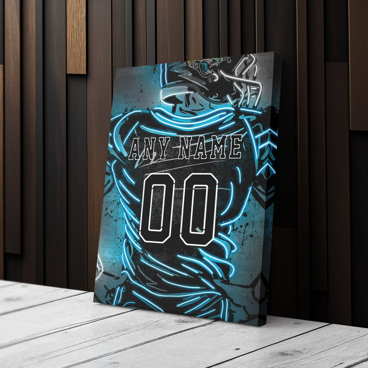 Jacksonville Jaguars Custom Jersey Canvas | Neon Wall Art - CanvasNeon