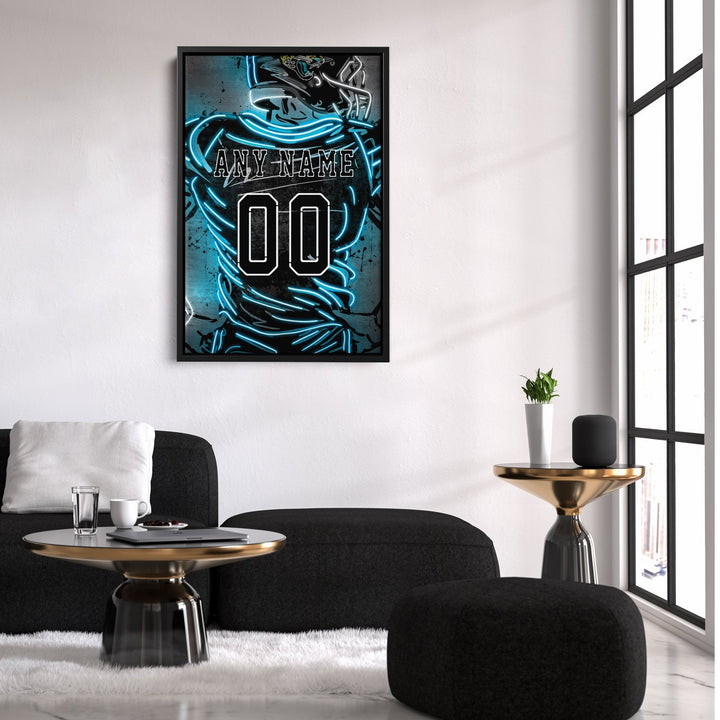 Jacksonville Jaguars Custom Jersey Canvas | Neon Wall Art - CanvasNeon