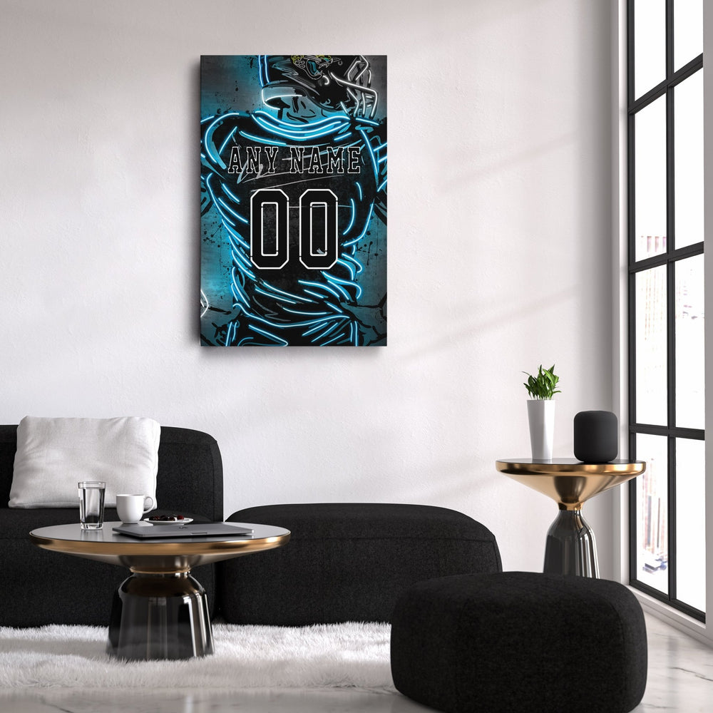 Jacksonville Jaguars Custom Jersey Canvas | Neon Wall Art - CanvasNeon